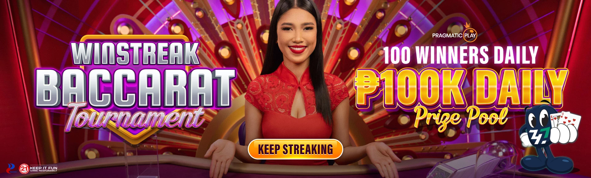 Promosyonal na banner ng Winstreak Baccarat tournament - 747 Live casino